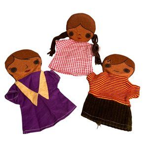 Vintage American Guidance Service Hand Puppets Boys Girl Choir Padded Felt